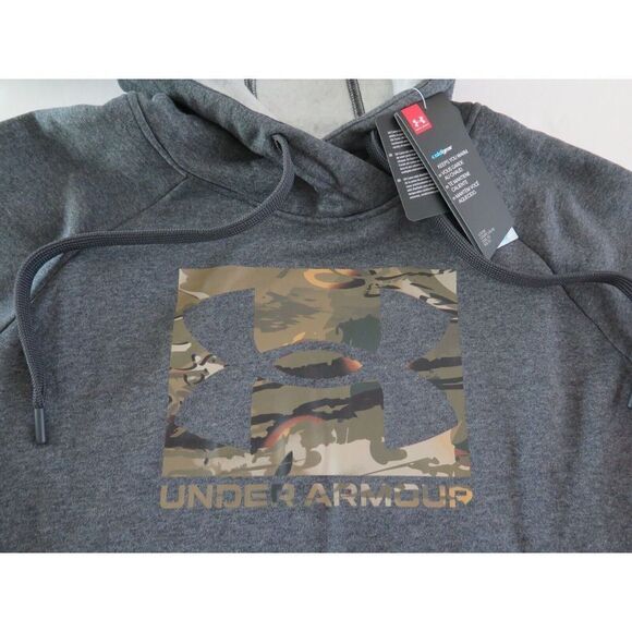Under Armour 1357938 Women's Sz L Jet Gray Heather/Forrest Camo UA Rival Hoodie - Picture 5 of 10